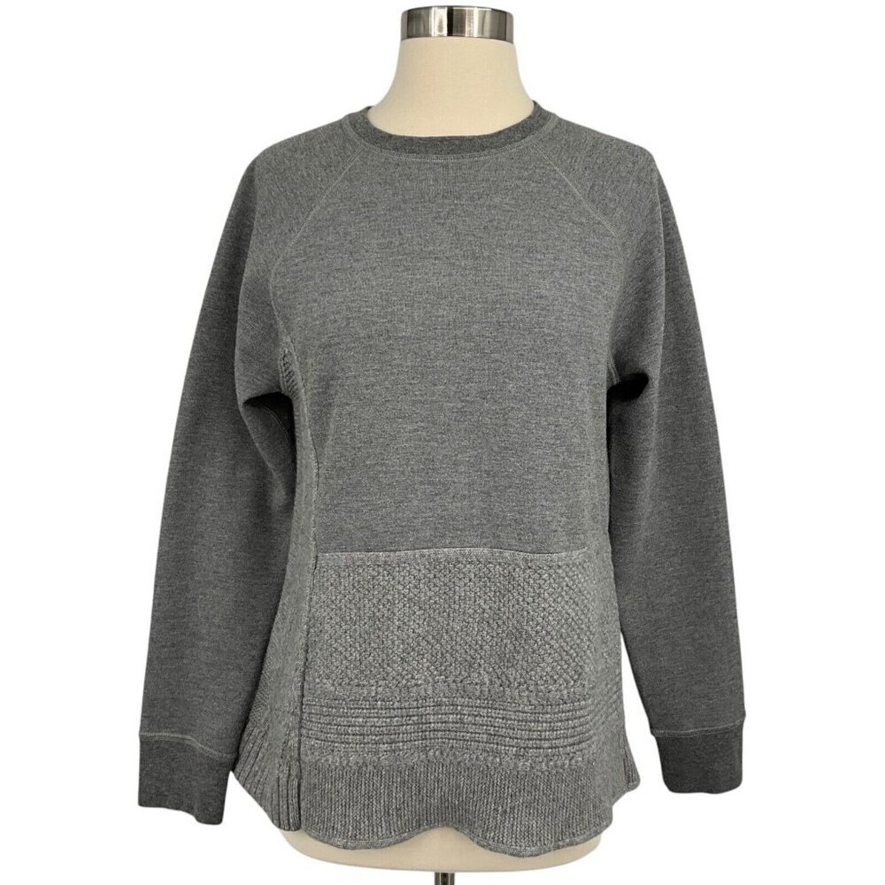 Thakoon Mixed Media Sweater Gray Size S Merino Wool Pullover Crew Neck